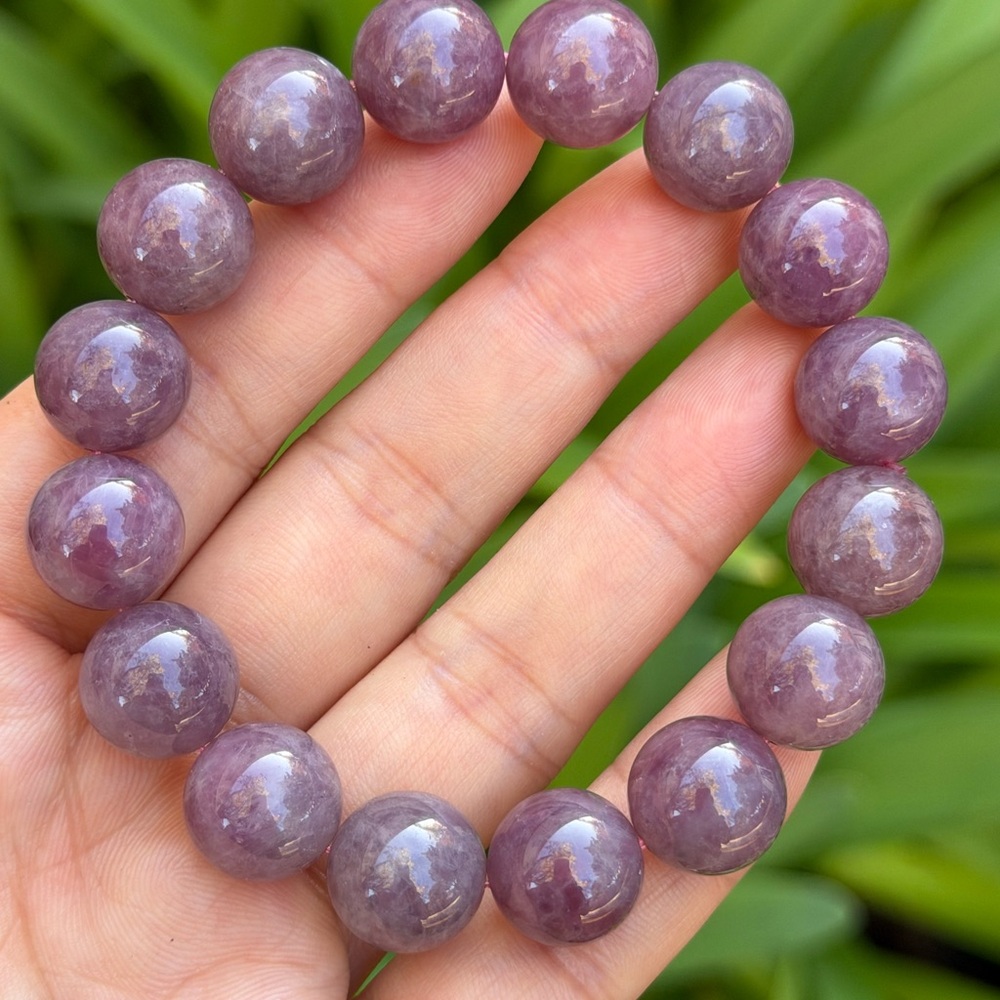 13mm stretchable purple rose quartz bracelet 0726